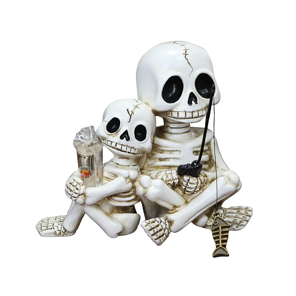 The Plant Parent - Halloweenowa figurka czaszki rodzic-dziecko, żywiczna doniczka,
